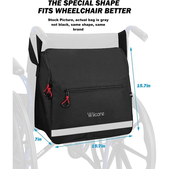 Large Wheelchair Bag Lined Reflective Water Resistant 15X15x7 Never Used - Picture 6 of 6